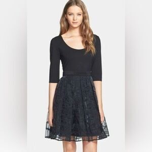 Anthropologie Tracy Reese Eliza Organza Black Lace Dress Size 2
